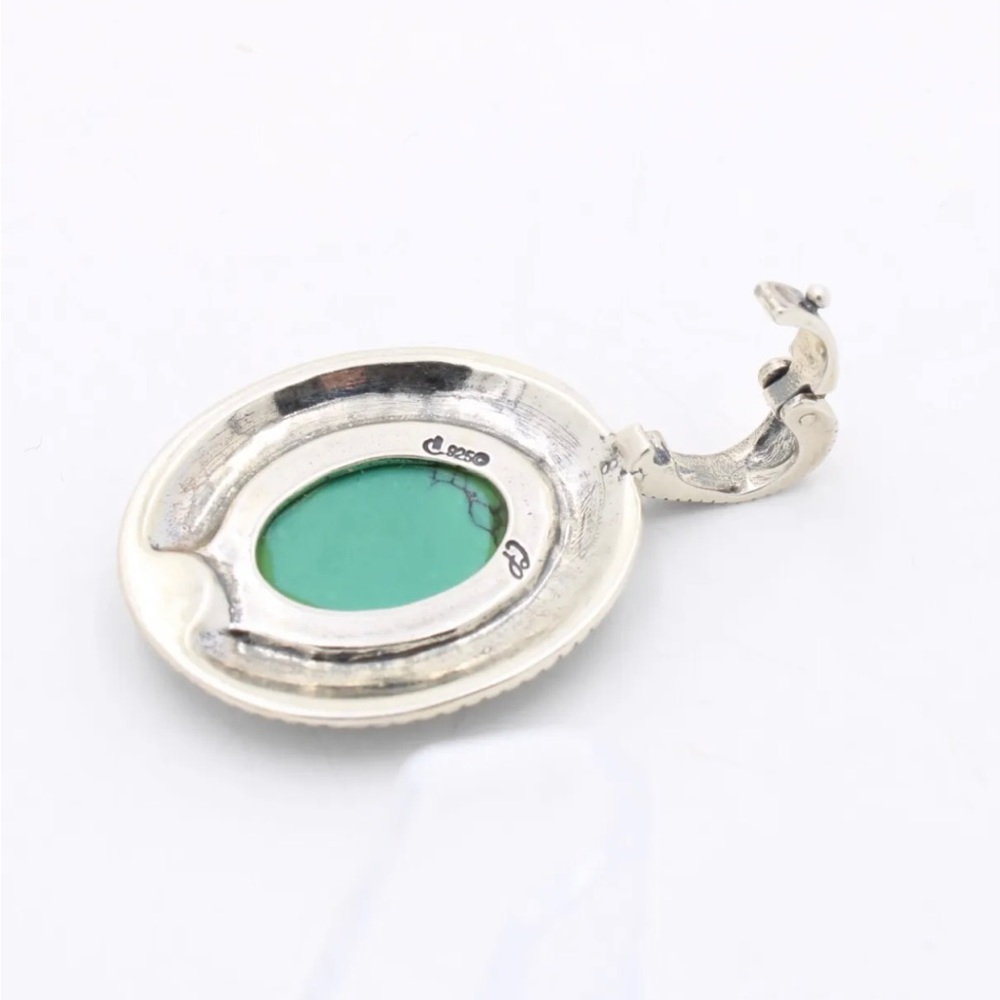 CAROLYN POLLACK * Sterling Silver & Turquoise Oval Stone Pendant - Picture 3 of 3